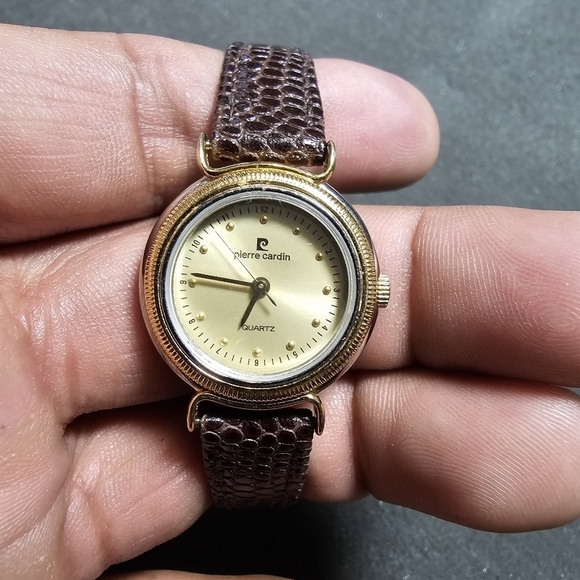 Pierre Cardin Ladies Quartz Watch Silver Gold Tone Leather Strap Working  shows - Picture 1 of 9